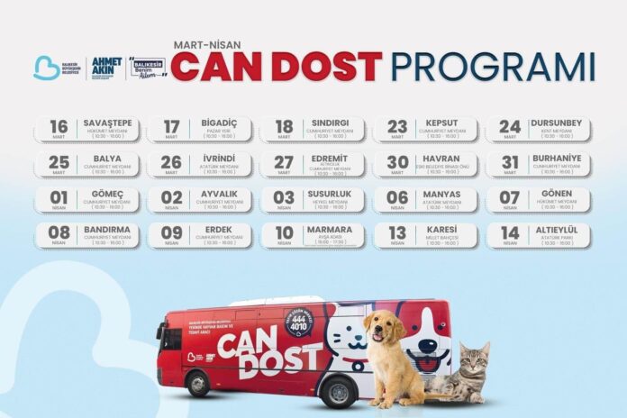 Balıkesir’de Can Dost Mobil Aracı, Mart-Nisan Döneminde 20 İlçede Sokak Hayvanlarına Destek Sunuyor